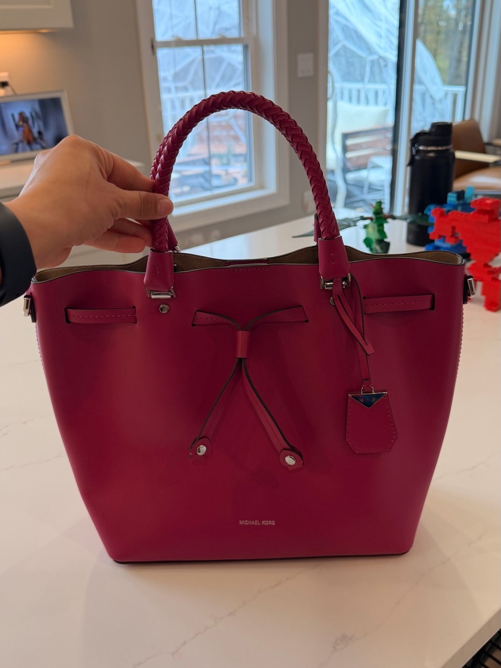 Michael Kors Magenta Braided-Handle Tote